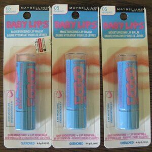 Bundle of 3 Maybelline Baby Lips Moisturizing Lip Balm Quenched #05 NWT